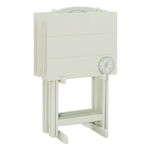 5 Piece Set Faux Marble TV Tray Table Stand in Brown, 4 Tray Tables & 1 Stand