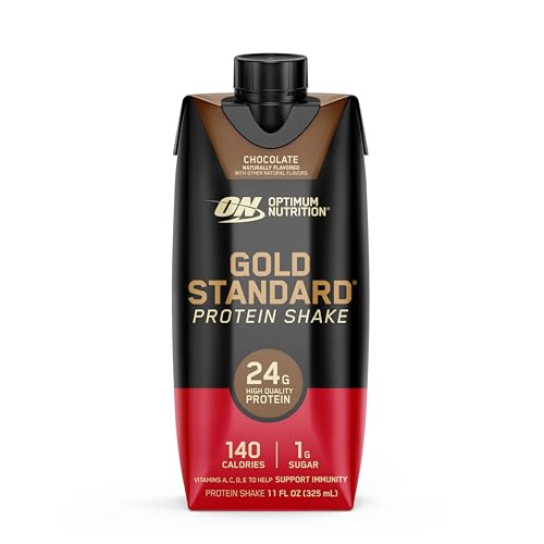 Optimum Nutrition Gold Standard Protein Shake, 24g Protein, Ready to Drink Protein Drinks, Chocolate, 11 Fl Oz, 12 Count (Pack of 1) (Packaging May Vary)