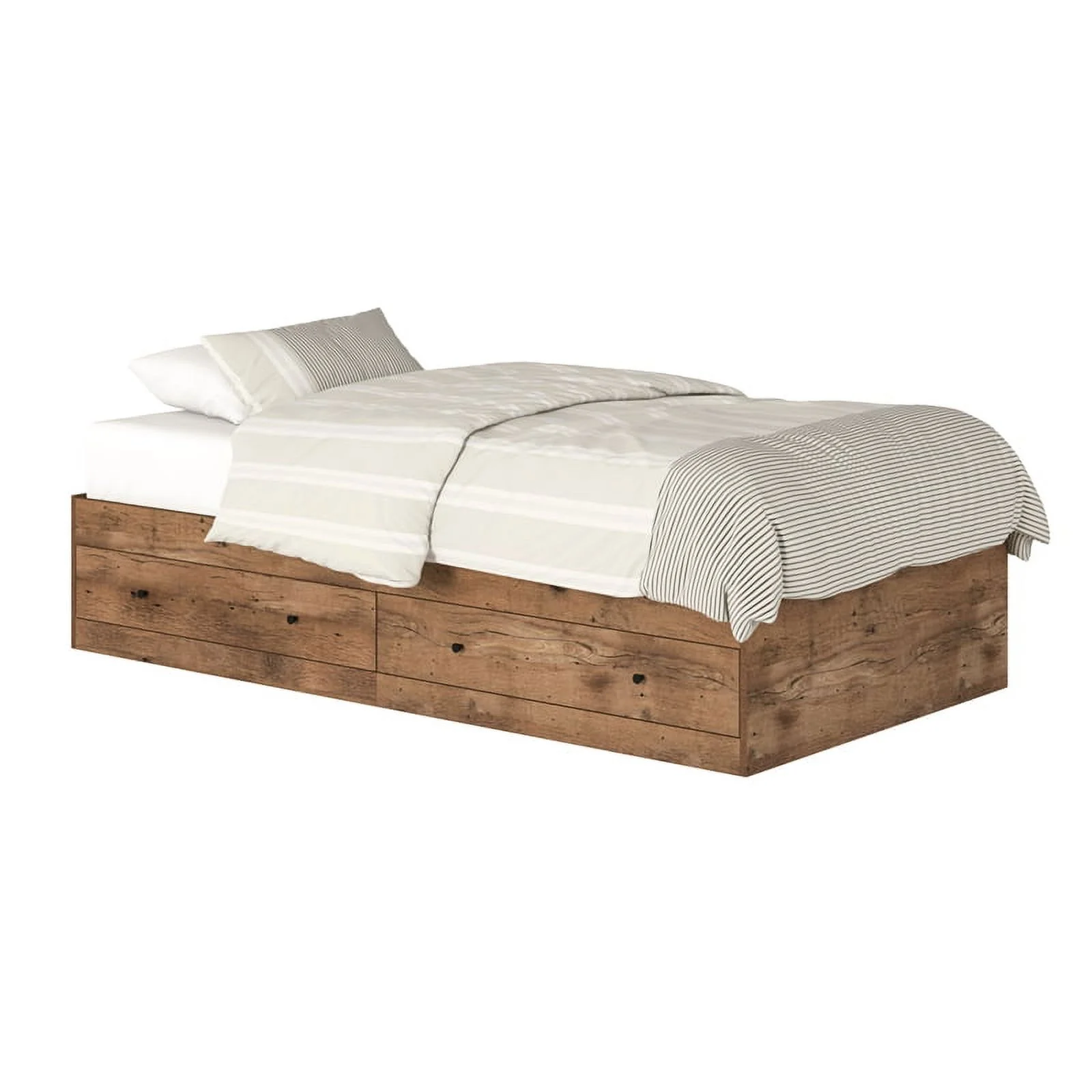 Pemberly Row Engineered Wood Mates Bed in Vintage Oak Finish