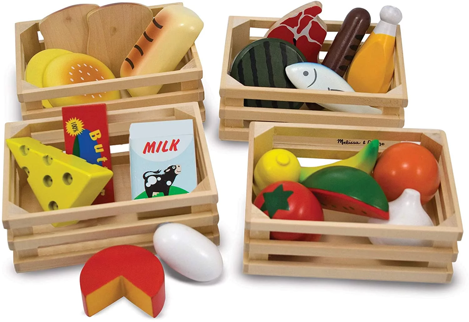 Melissa & Doug Food Groups - 21 Wooden Pieces and 4 Crates