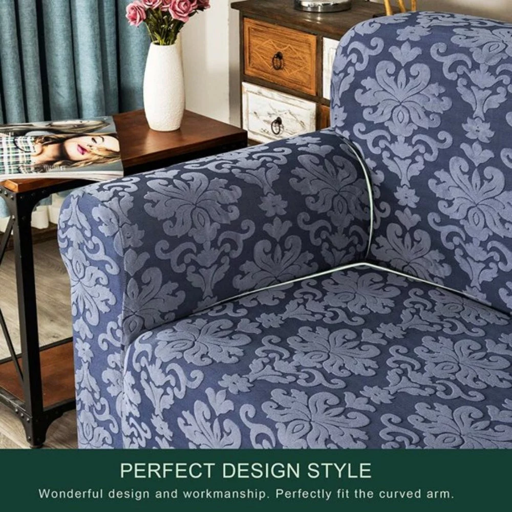 CHUN YI 1-Piece Jacquard Damask Stretch Sofa Cover Slipcover Couch Cover (Loveseat, Grayish Blue)
