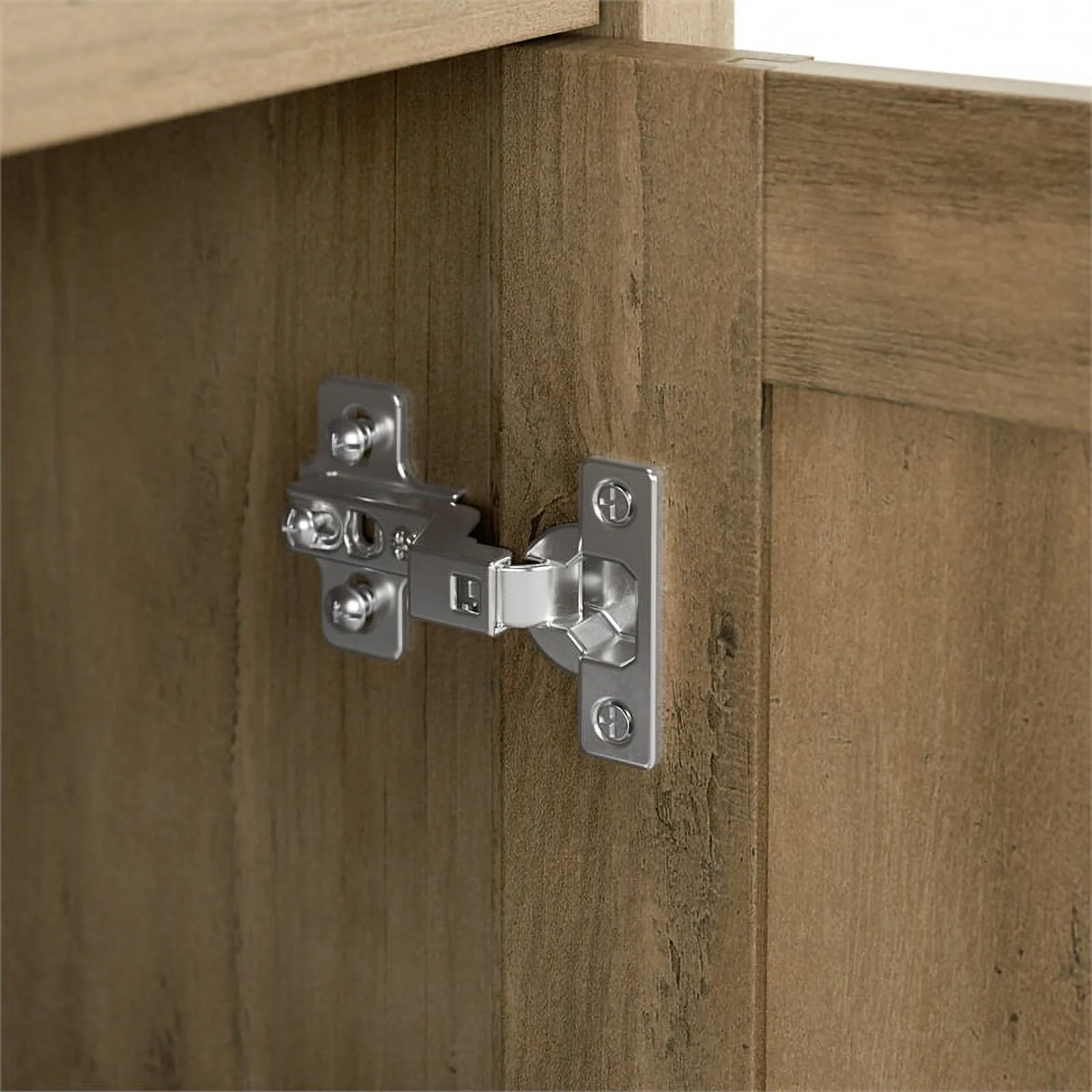 Pemberly Row Small Computer Desk with Hutch in Reclaimed Pine