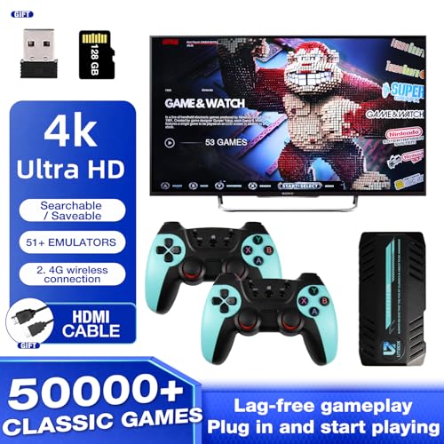 UTX 50000 Games in 1：Upgrades Retro Game Console Stick No Freeze Game Nostalgia Gaming Stick Dual 2.4G Wireless Controllers, Plug & Play TV Video Gaming Stick