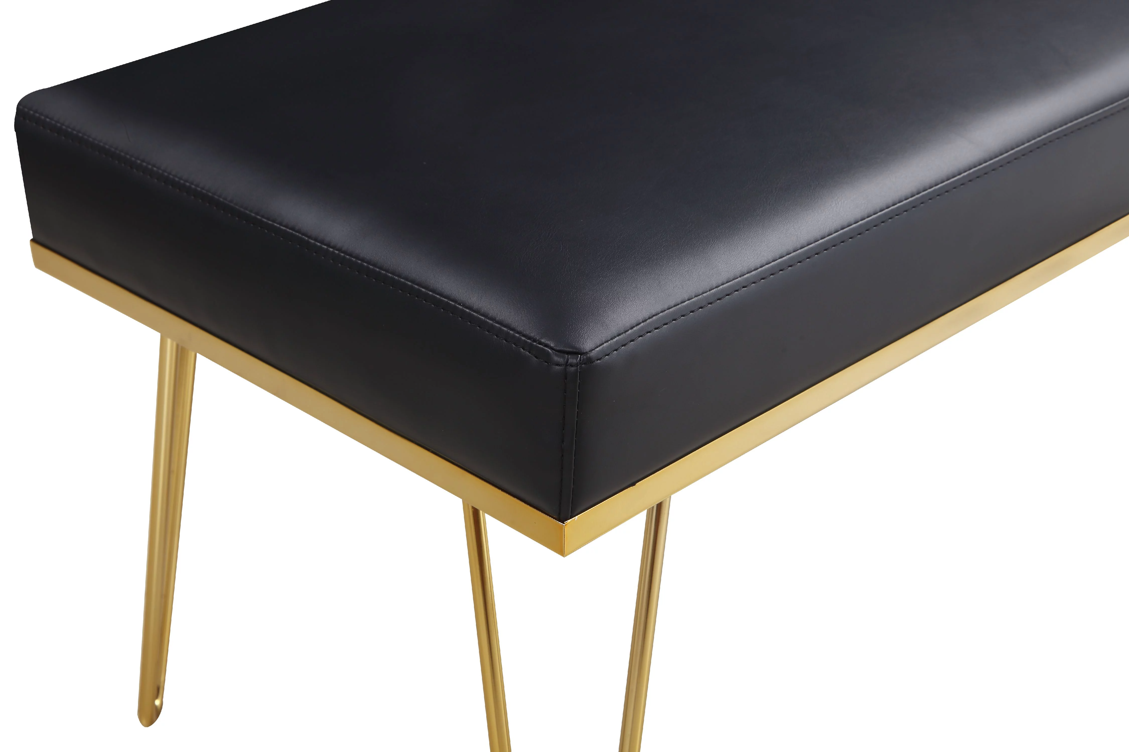 Chic Home Aldelfo Bench PU Leather Upholstered Hairpin Legs, Black