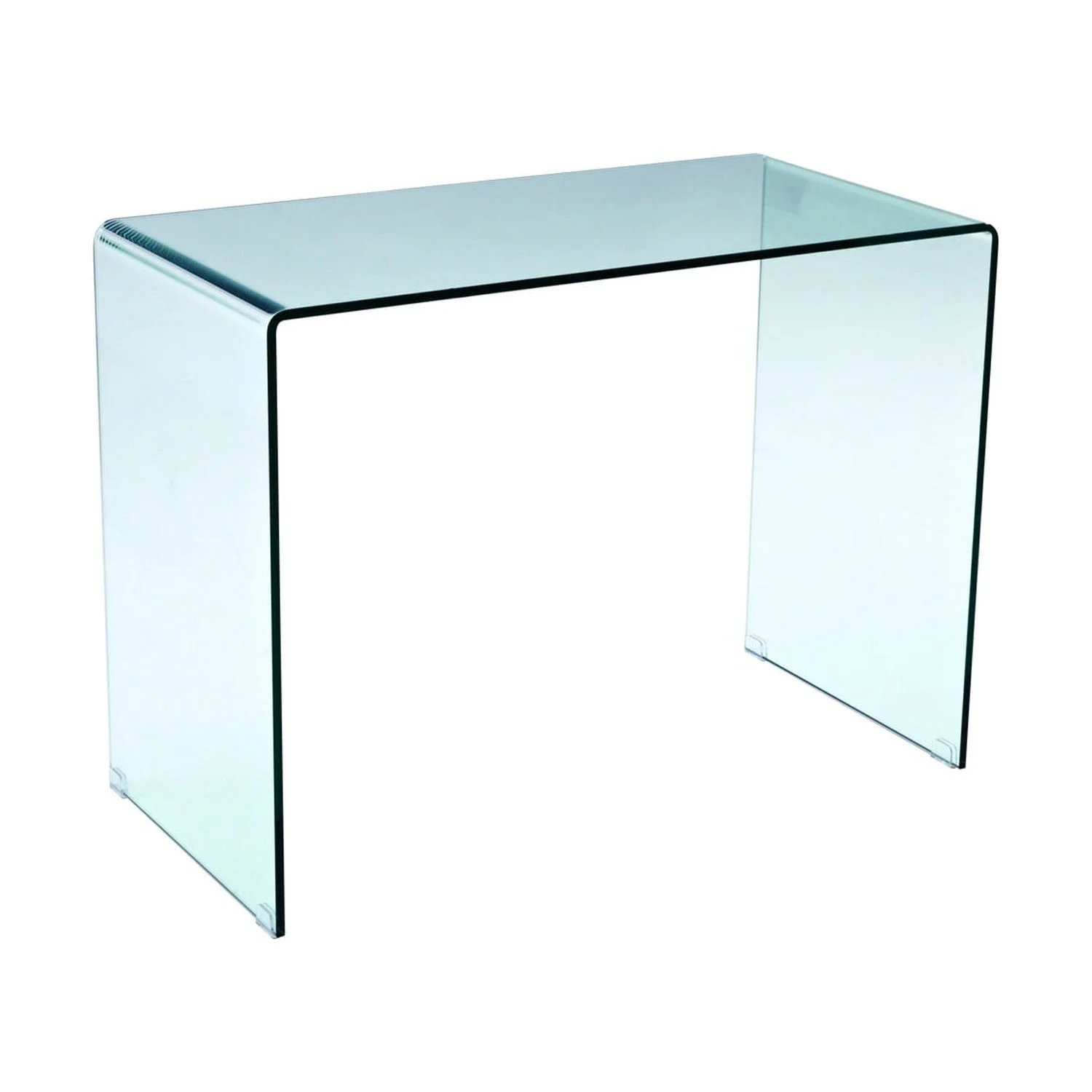 Kyo 43 Inch Tempered Glass Computer Desk - U Shaped - Slim Surface - Clear