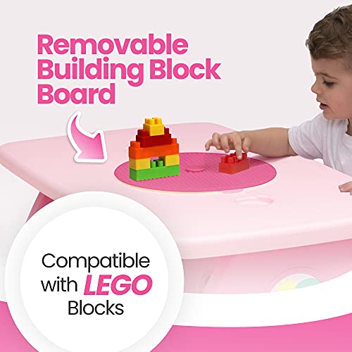 Delta Children 4 Seat Activity Picnic Table with Umbrella and Lego Compatible Tabletop, PAW Patrol