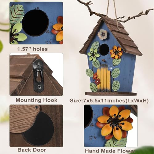 handrong Bird Houses for Outside,Wood Birdhouse,Bird Nest,Birdhouses for Outdoors,Wooden Bird Box,Bluebird House for Outside,Bird Gifts for Bird Lovers