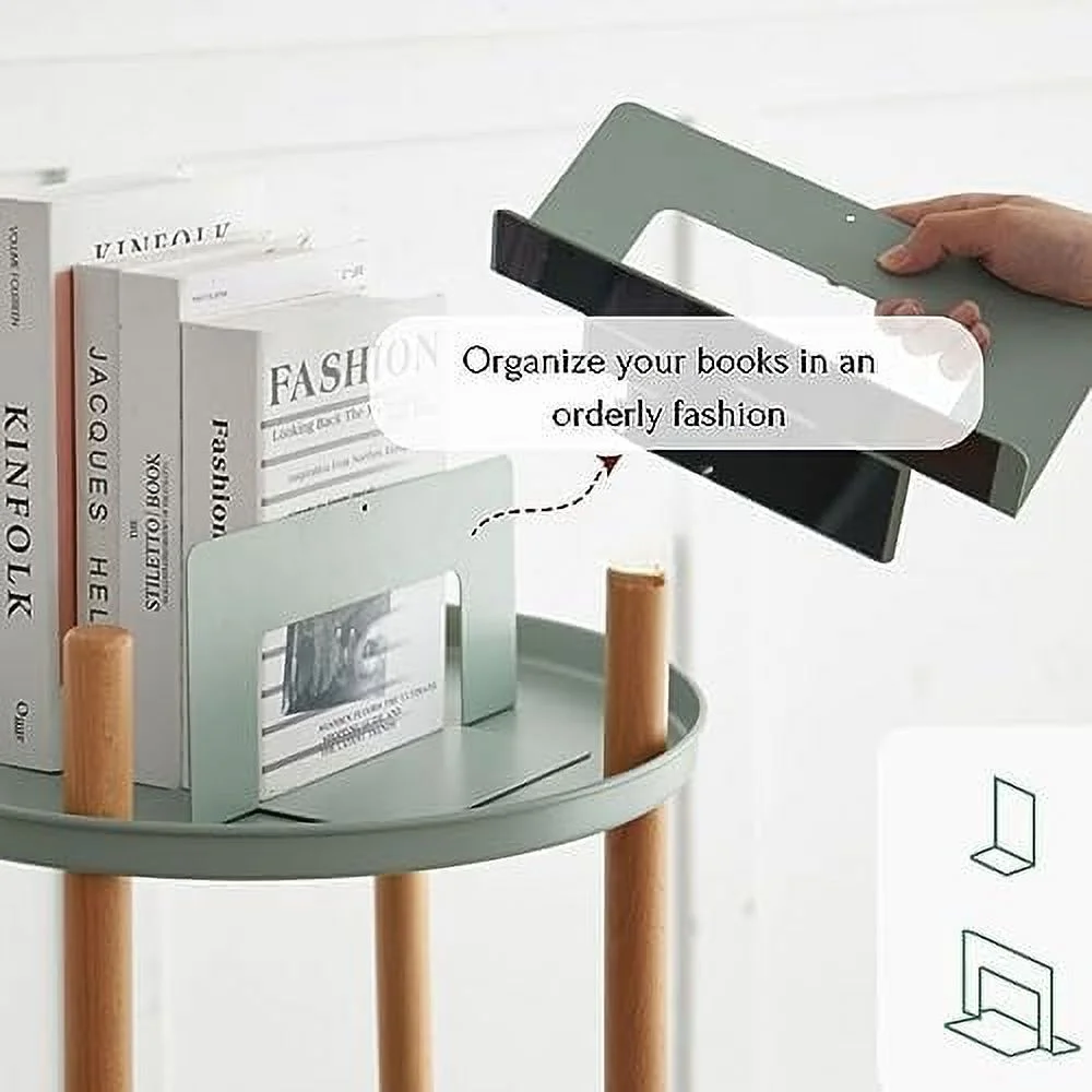 ° Rotating Bookshelf - Modern Classic Style  Sturdy  - Green Chassis  Solid Wood Frame - Multi-Tier Bookshelf (Four Levels)