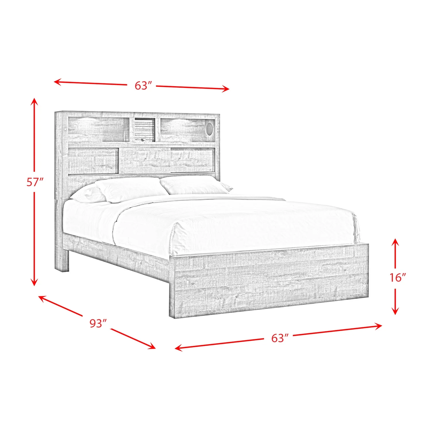 Beckett Queen Bookcase Panel 6PC Bedroom Set with Bluetooth