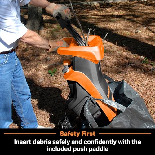 LawnMaster FD1501 Electric Wood Chipper Shredder 15-Amp 1.5-Inch Cutting Diameter Max 10:1 Reduction
