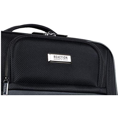 Kenneth Cole REACTION Rugged Roamer Lightweight Softside Expandable 8-Wheel Spinner Luggage, Black, 20-Inch Carry-On