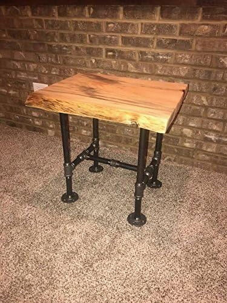 HJZUINIUNIU Industrial Pipe and Wood End Table Live Edge Rustic Living Room  Handcrafted End Tables Vintage Side Tables Living Room End Tables (Honey Pine)