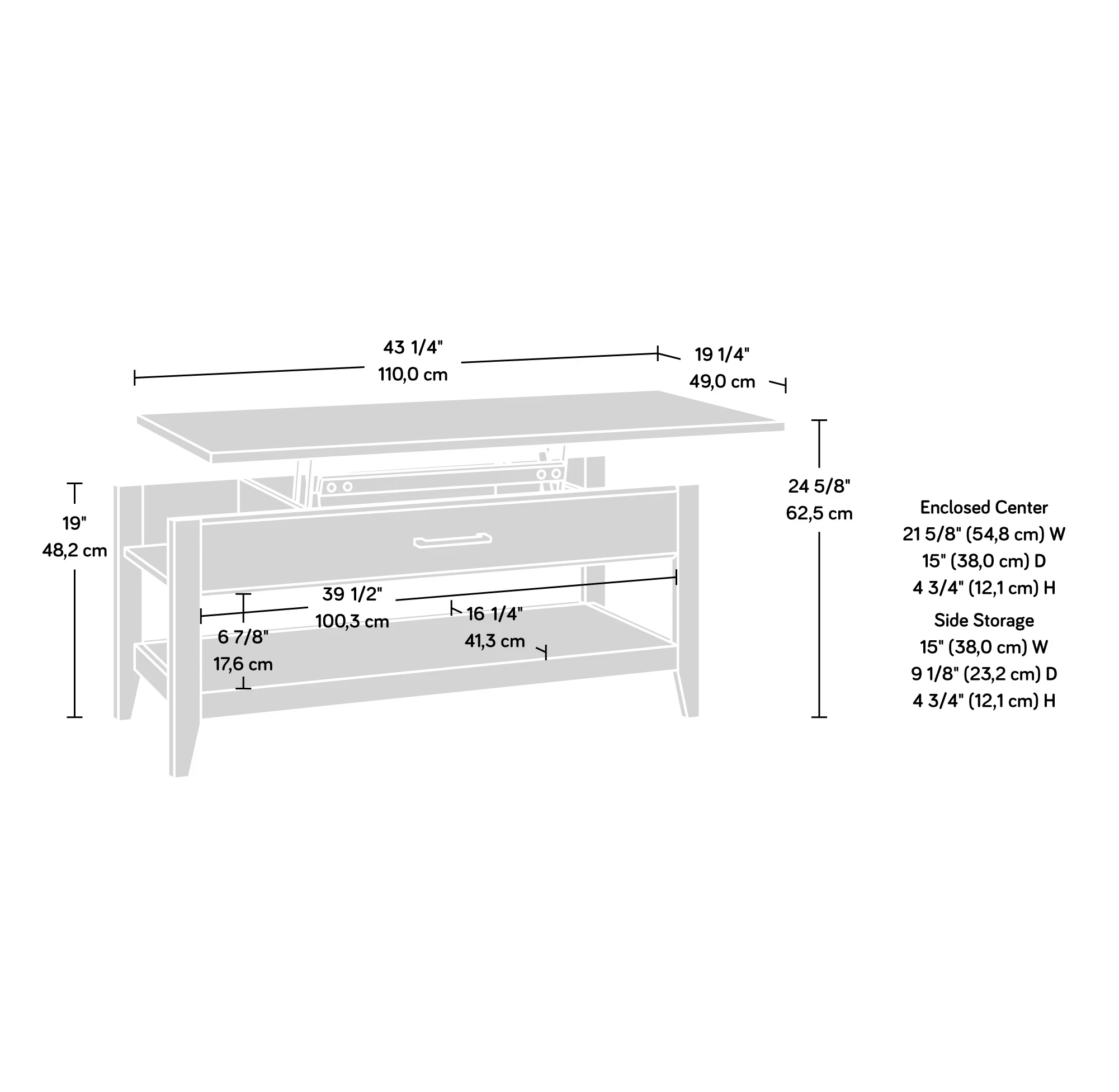 Sauder Summit Station Lift Top Coffee Table, Laurel Oak Finish