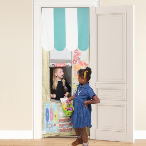 Fresh Market Doorway Kids Playhouse with Drawstring Bag, Cotton Canvas Kid Play House - Fits Most Doors - 30 Seconds to Set Up or Put Away