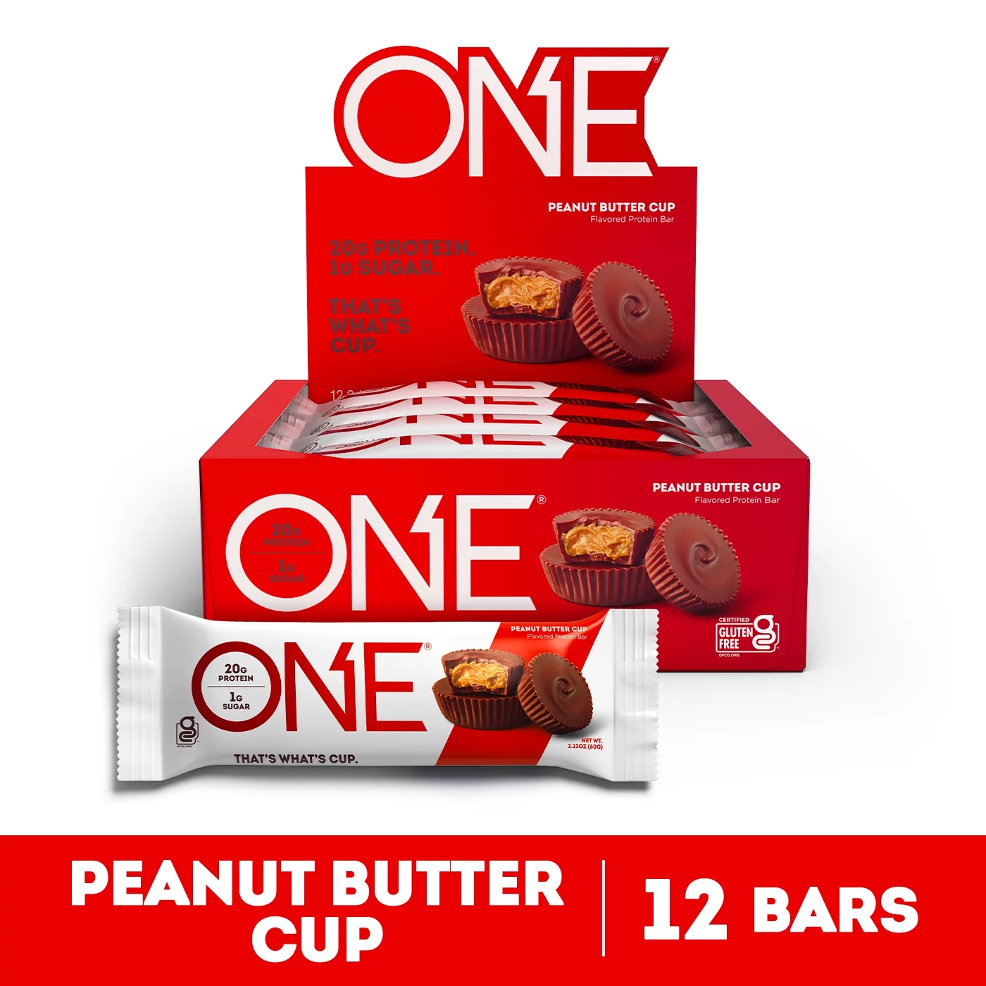 One Protein Supplement Bar, Peanut Butter Cup, 20g Protein, 12 Count