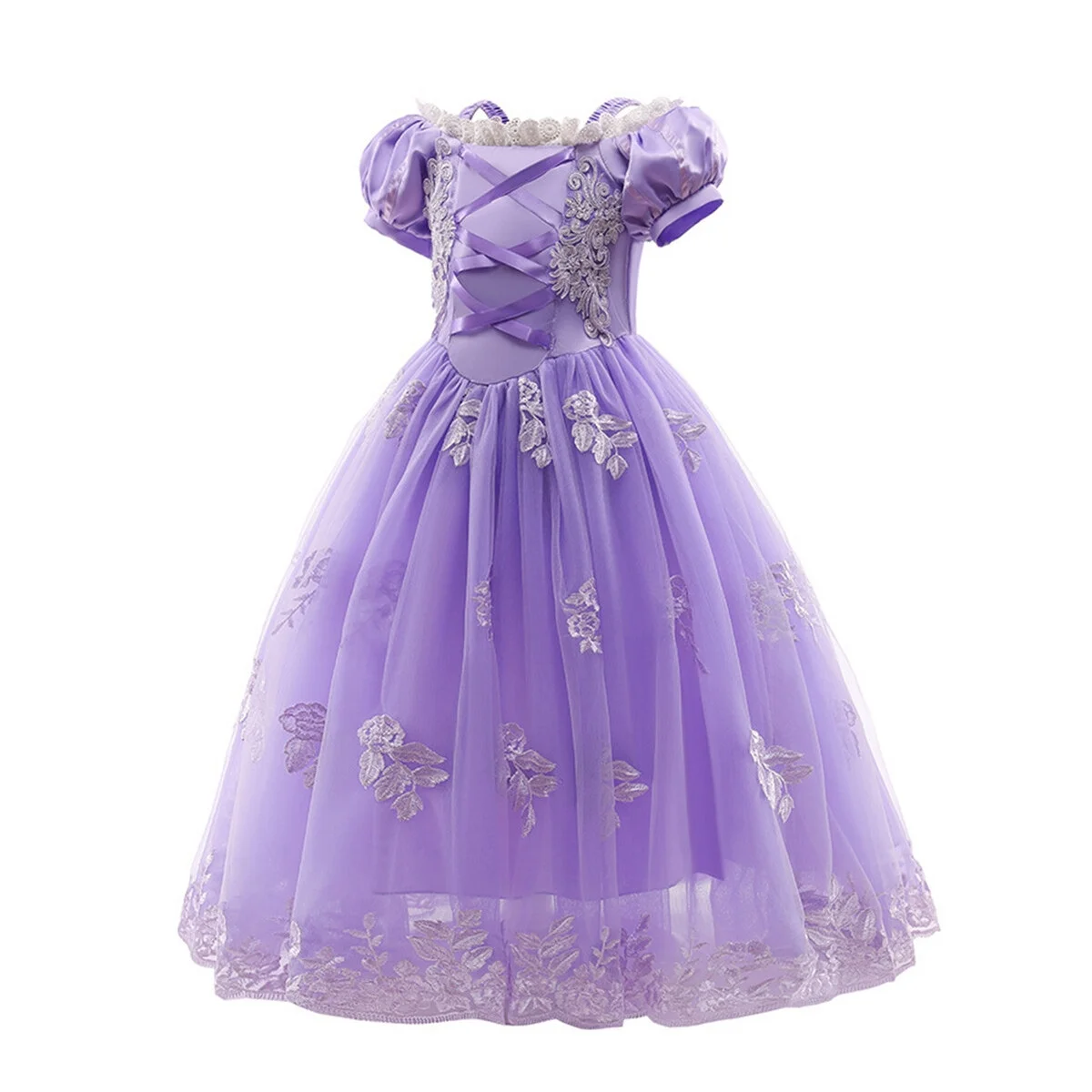 HAWEE Princess Sofia Dress for Girl Repunzel Cosplay Halloween Costume Puff Sleeve Layerd Dresses