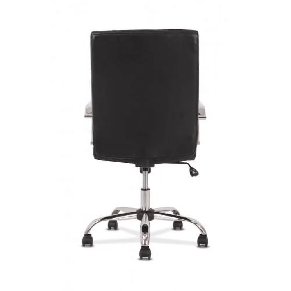 basyx by HON Exec Chair, Black Leather basyx by HON Executive Chair | Fixed Arms | Black SofThread Leather | Chrome Accents