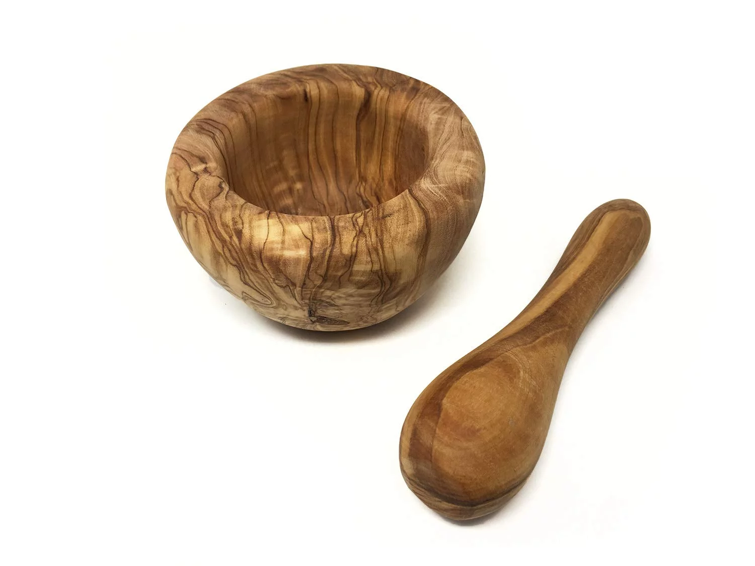 Mortar And Pestle Olive Wood, Tunisian Handicrafts Grinder Set For Kitchen Crush Spices - Garlic Smasher - Dimension: 5
