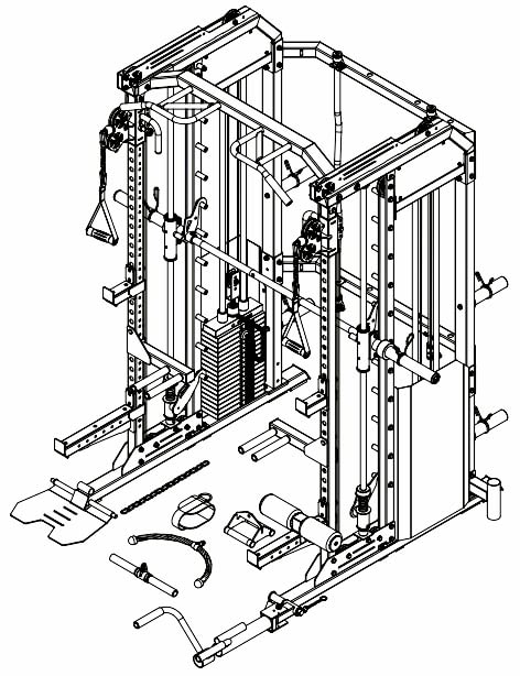 MiM USA Hercules EX Commercial All in One Gym Machine w/400 lb Weight Stack Jammer Arms Adj Bench Leg Press Leg Extension Arm Curl LAT Seat Complete Attachment