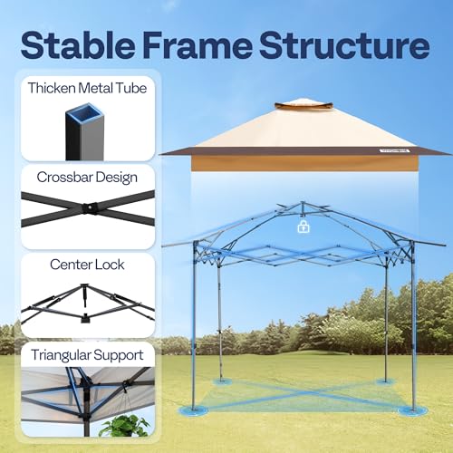 VIVOHOME 10x10ft Pop Up Canopy Tent One Push Setup Outdoor Portable Shelter Tent Heavy Duty with Wheel Carry Bag and 4 Sandbags, White