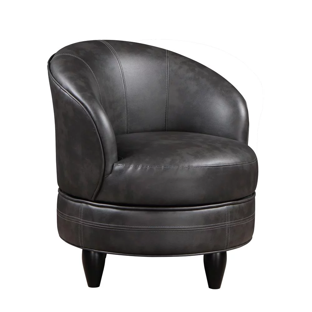 Sophia Swivel Accent Chair in Gray Faux Leather