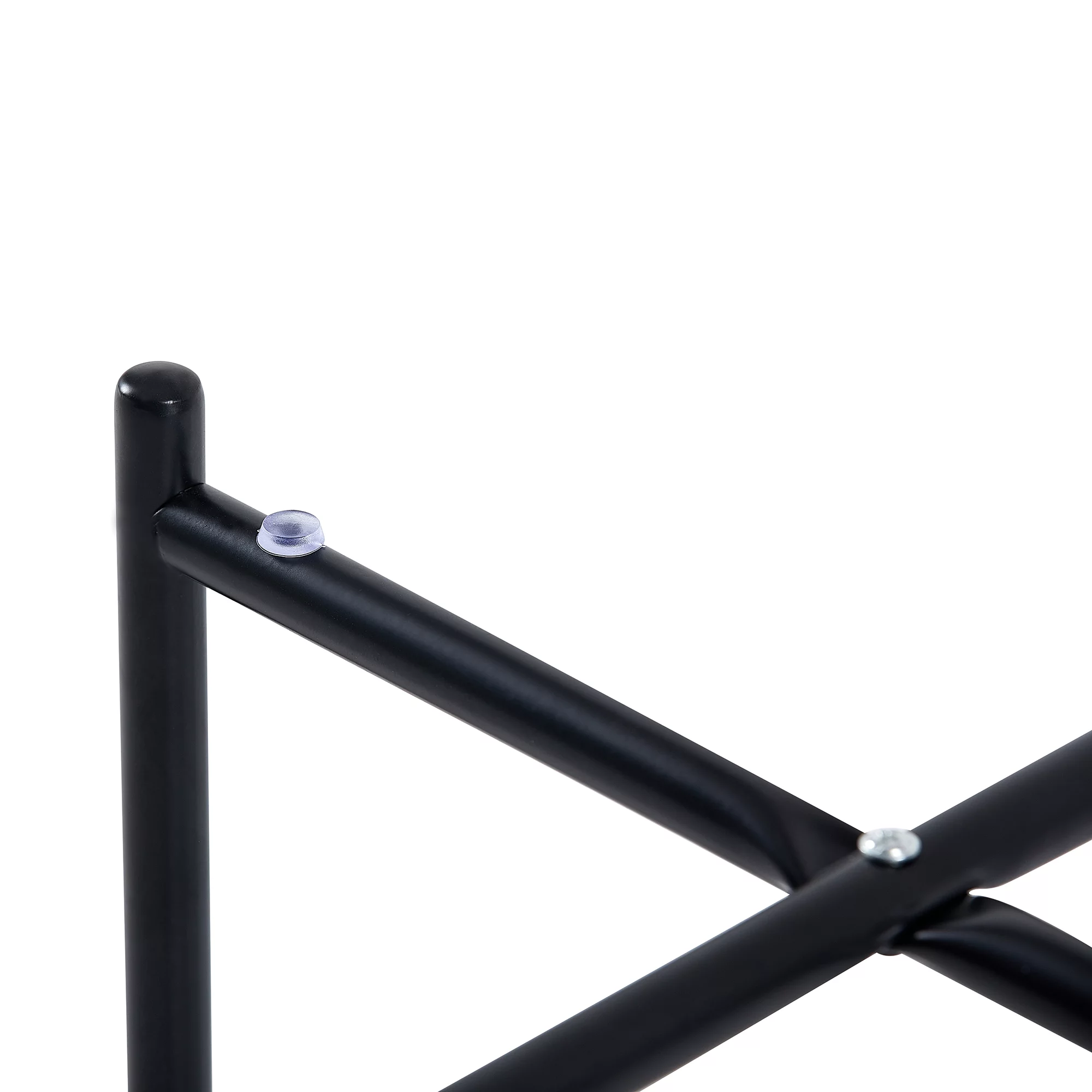 2-Tier End Table,Faux Marble Tabletop Round Coffee Table with Black Metal Frame, Black