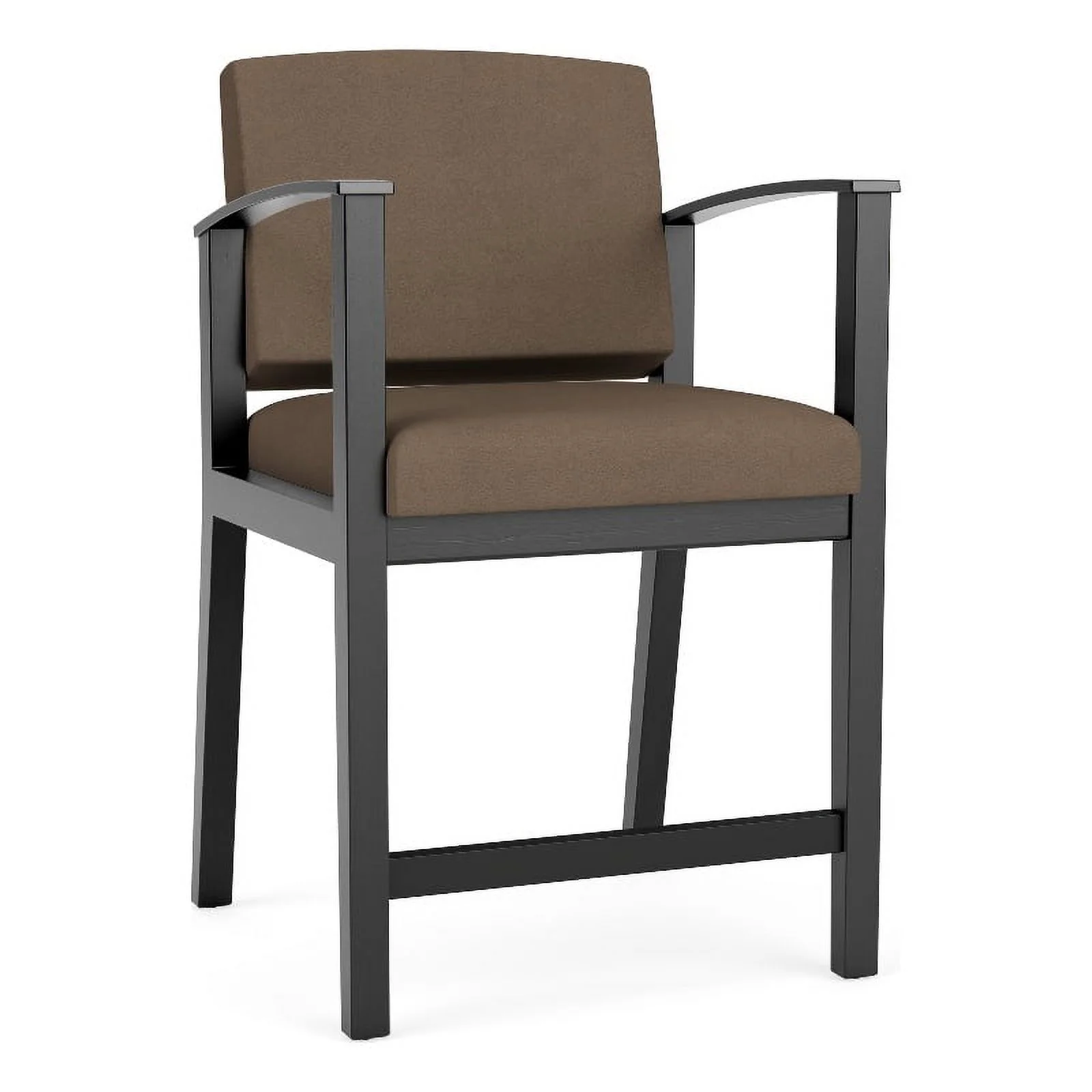 Lesro Amherst Wood Reception Hip Chair in Black/Castillo Brown