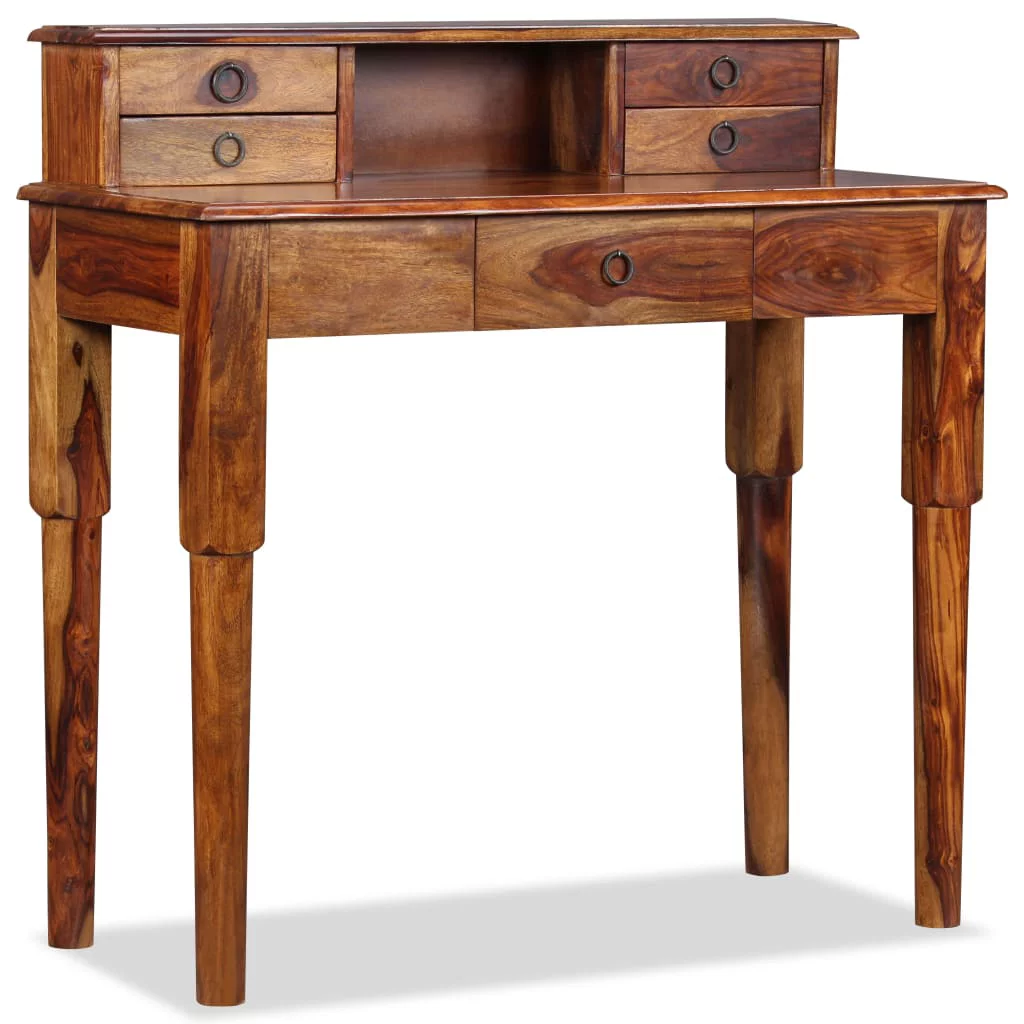 Dcenta Writing Desk with 5 Drawers Solid Sheesham Wood 35.4