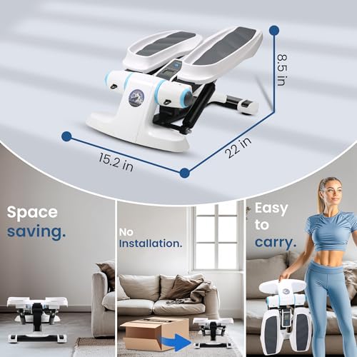 Steppers for Exercise at Home, Adjustable Height Mini Stepper with Resistance Bands, Stair Stepper with 286 lbs Loading Capacity, Stepper for Full Body Workout