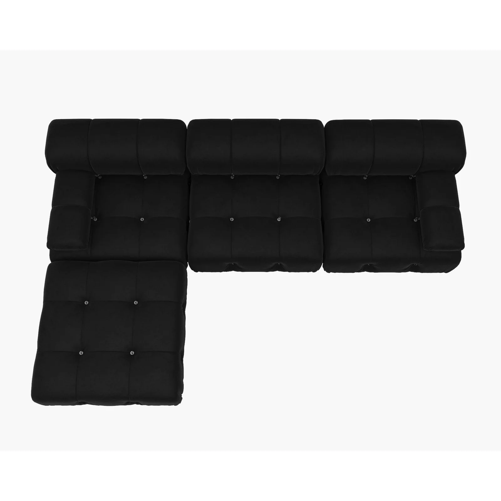 Black Modular Sectional Sofa Velvet Upholstered Sofa L-Shape