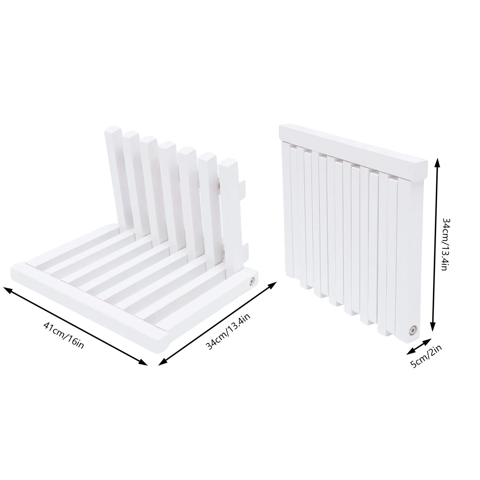 Oukaning Wall Mounted Folding Stool Chair Rubber Wood White Shower Seat Bench Load-bearing Capacity 220LBS 16x13.4in