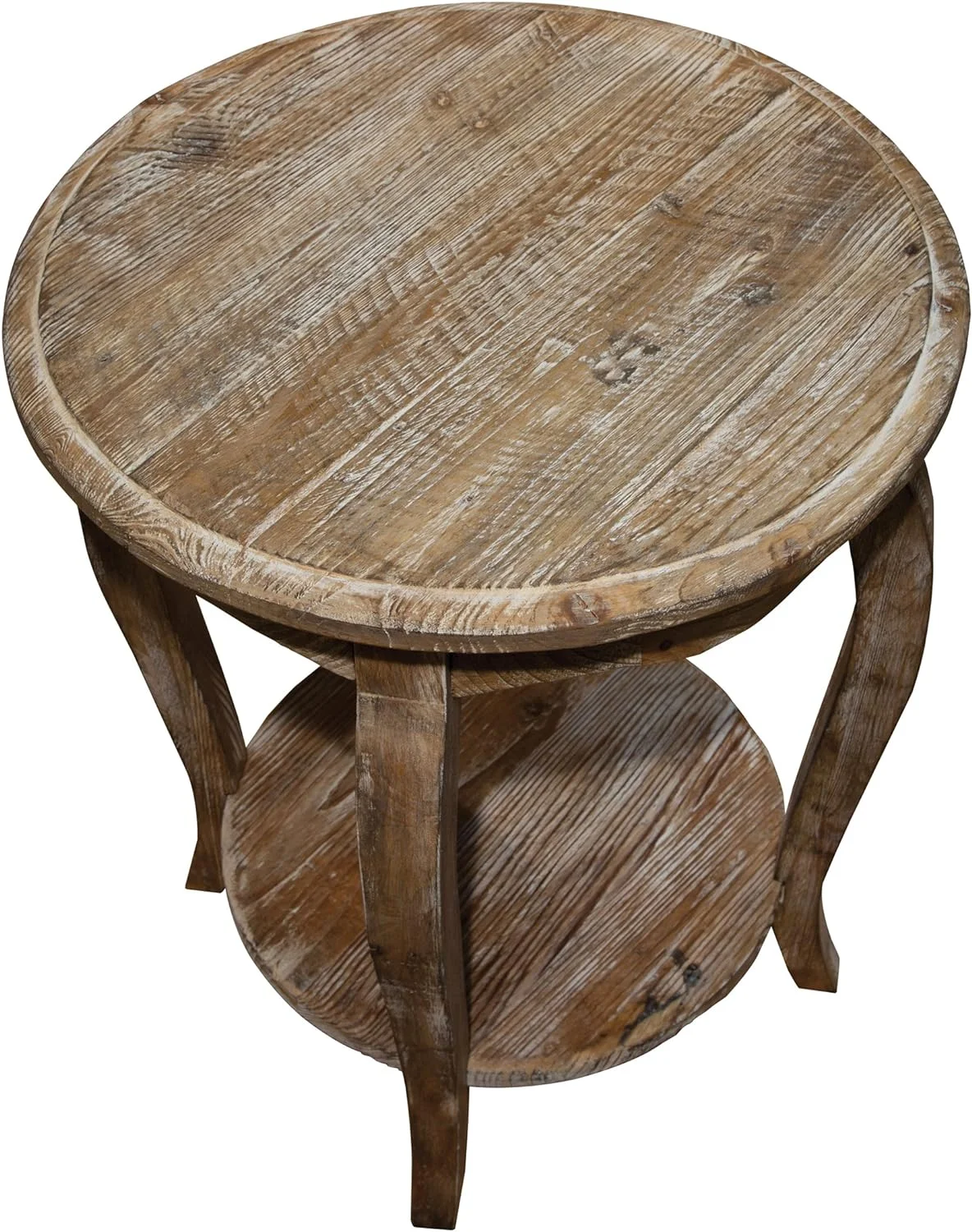 Austerity Reclaimed Wood Round End Table, Driftwood