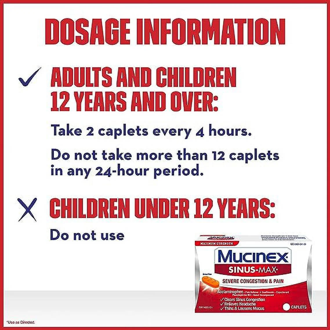 Mucinex Sinus-Max Severe Congestion Relief Caplets 20 ea (Pack of 4)