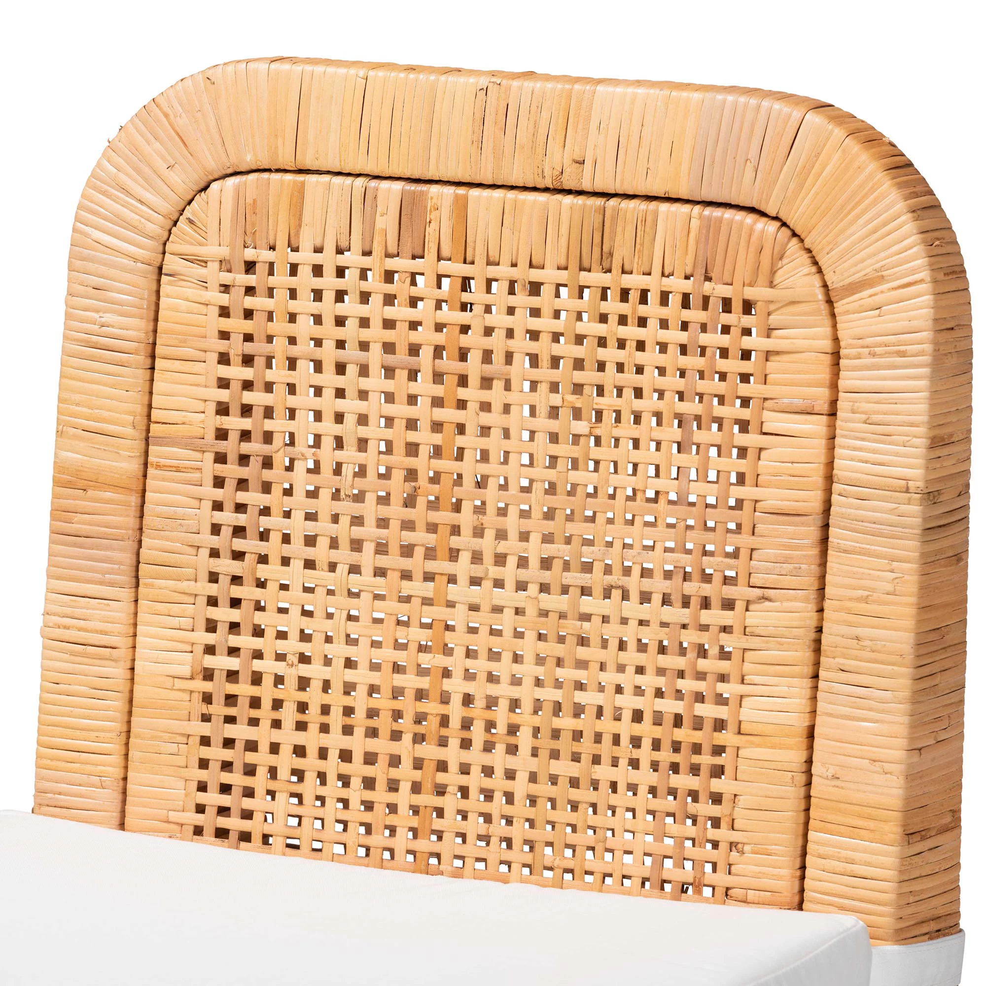 Baxton Studio Zariah Modern Bohemian Natural Brown Rattan and Mahogany Wood 2-Piece Dining Chair Set