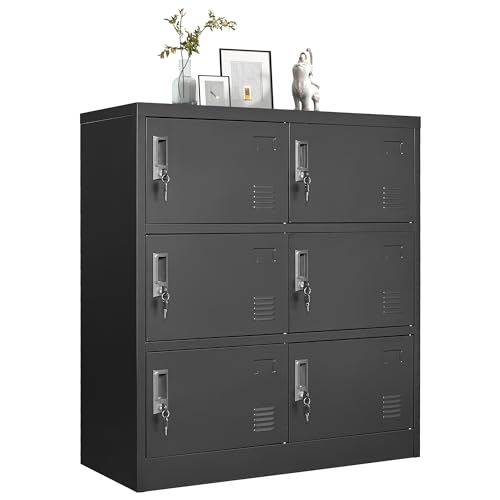 Metal Lockers for Employees,Office Storage Locker with Doors Black,Employee Locker with Lock and Card Slot,Steel Staff Locker Storage Cabinet for Gym Home Office School Garage,Assembly Required
