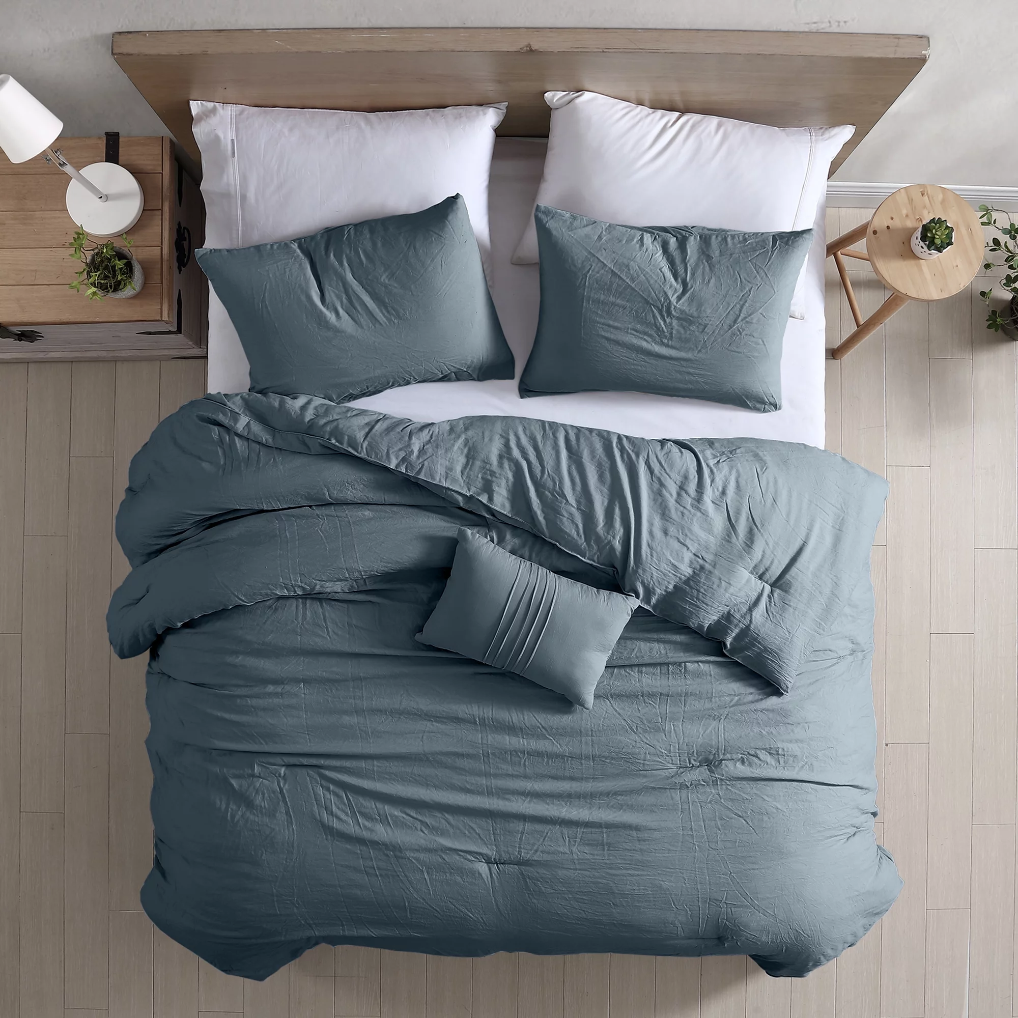 Modern Threads Beck 4-Piece Garment Washed Adult Comforter Set, Denim, Full/Queen