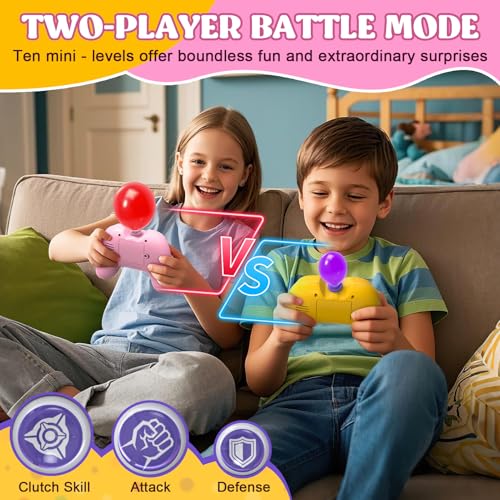 Handheld Speed Pushing Game Machine with Balloons 2-Player Fidget Game Light Up Quick Push Game Fast Push Puzzle Game Console for 8 9 10 11 12+ Years Old Kids Adults-Pink+Green