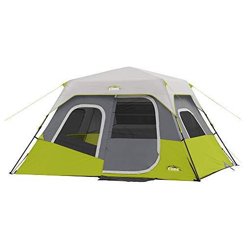 CORE Instant Cabin Tents | 6 Person / 9 Person / 10 Person / 12 Person Family Cabin Multi Room Pop Up Tents Car Camping | Included Storage Pockets for Camping Accessories