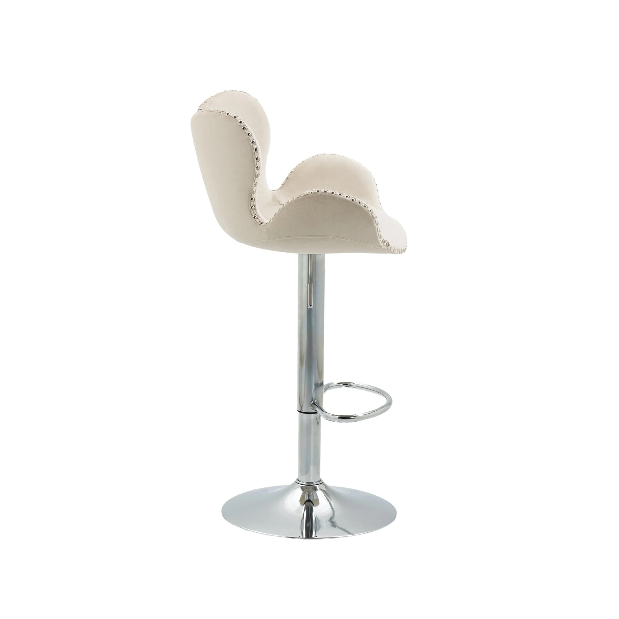 Clove Bar Stools with Back and Footrest  - Beige Set of 2