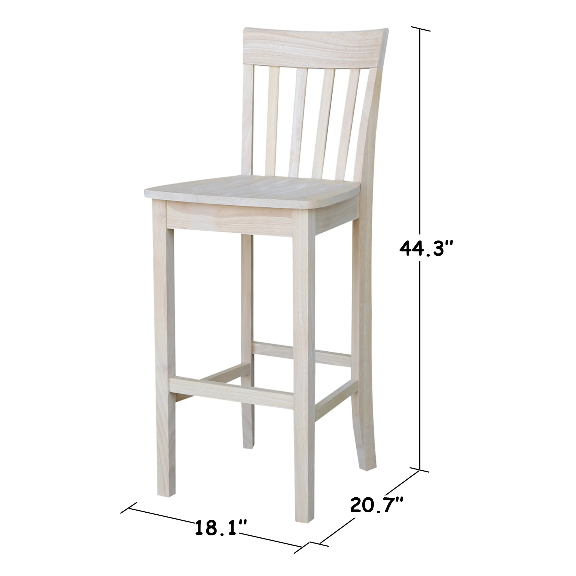 Unfinished Solid Parawood Slatback Stool up to 44