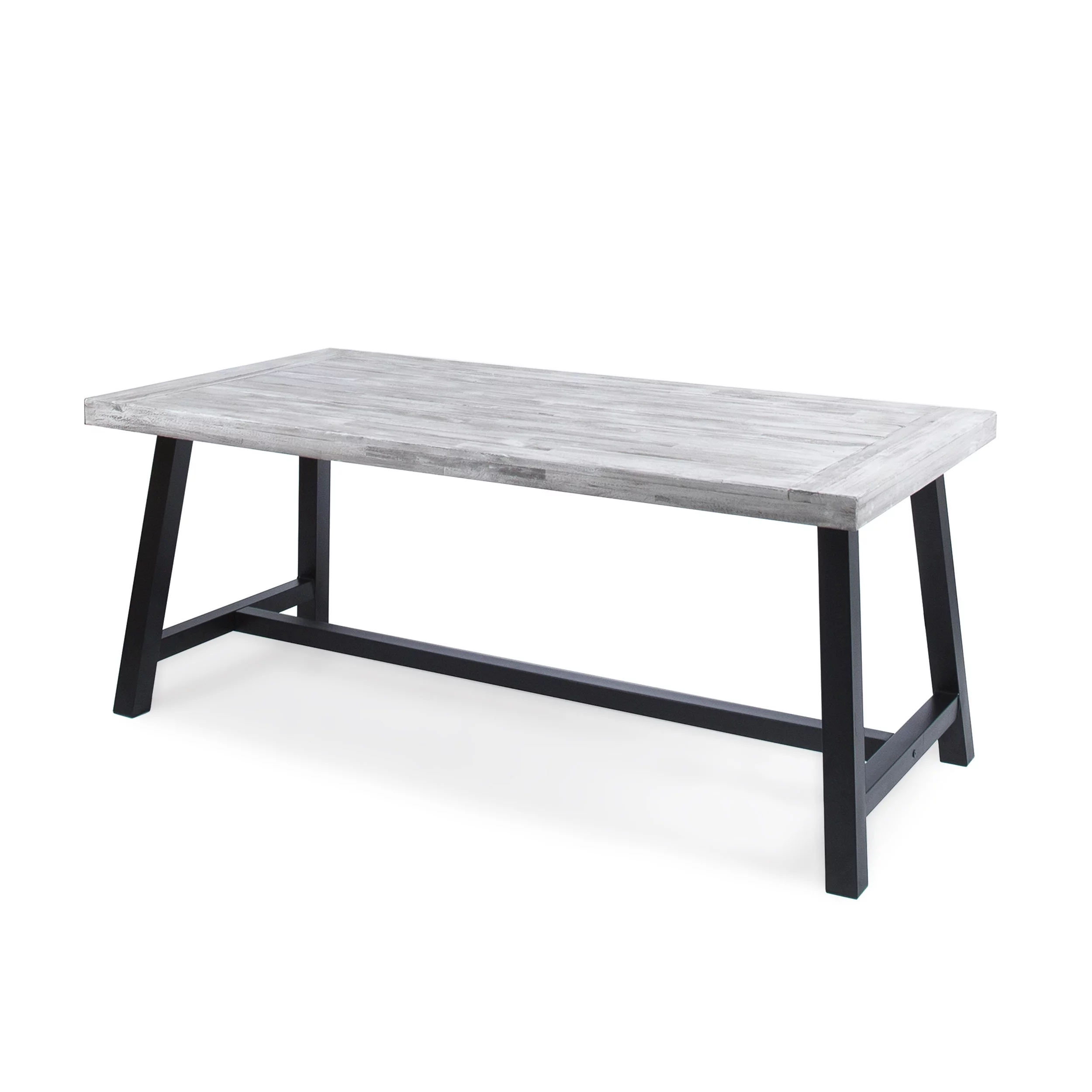 GDF Studio Bowman Outdoor Light Grey Sandblast Acacia Wood Rectangular Dining Table