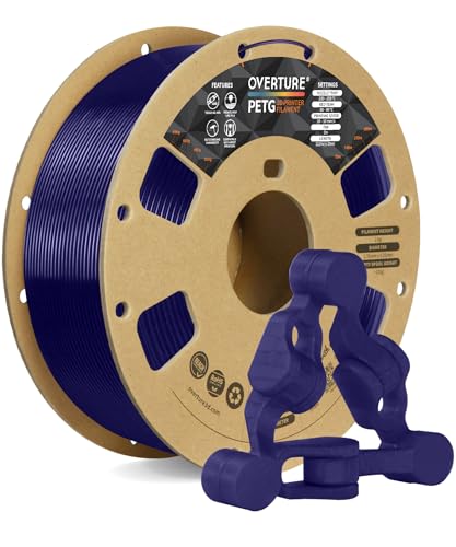 OVERTURE PETG Filament 1.75mm, 3D Printer Filament, 1kg Filament (2.2lbs), Dimensional Accuracy Probability +/- 0.02 mm, Fit Most FDM Printers (Black (1-Pack))
