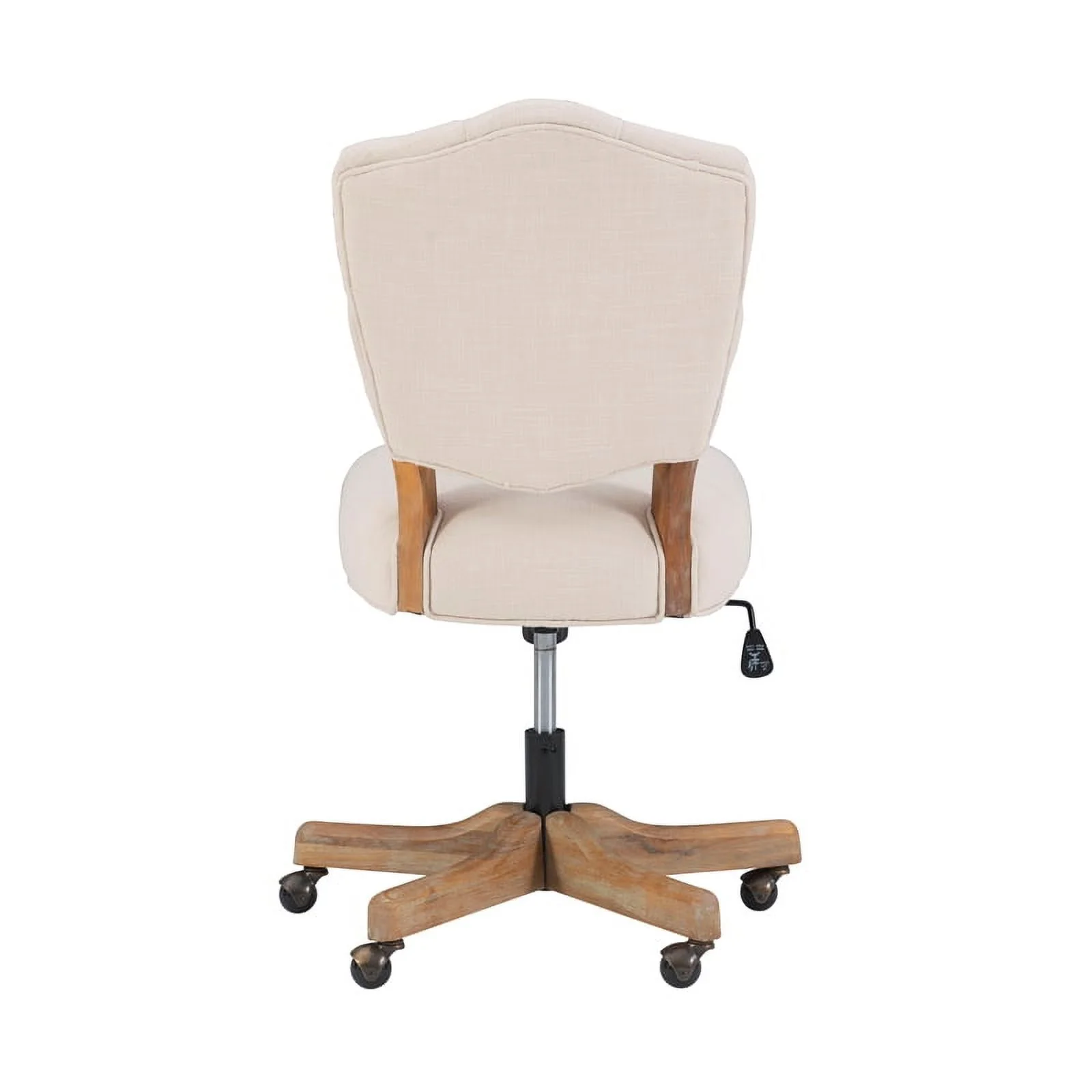 UrbanPro Wood Upholstered Swivel Office Chair in Beige