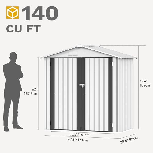 DWVO 6x4ft Storage Shed for Outdoors, Metal Sturdy Weatherproof Tool Locker with Secure Door and Ventilation for Equipment, Mowers, Bikes, Outdoor Spaces, Dark Gray