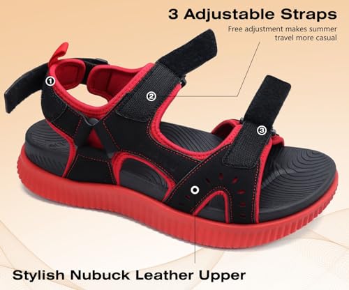 KuaiLu Mens Hiking Sandals With Arch Support Sport Recovery Athletic Walking Sandals For Man Outdoor Summer Casual Thick Cushion Beach Water Fisherman Sandal Size 7-15