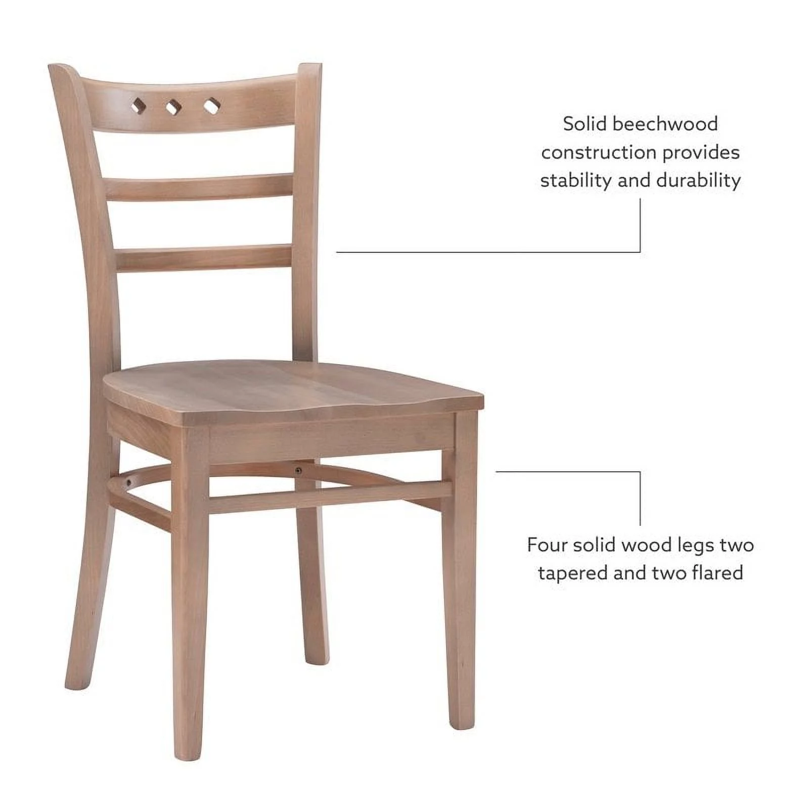Linon Sloan Solid Wood Commercial Grade Set of Two Chairs in Natural