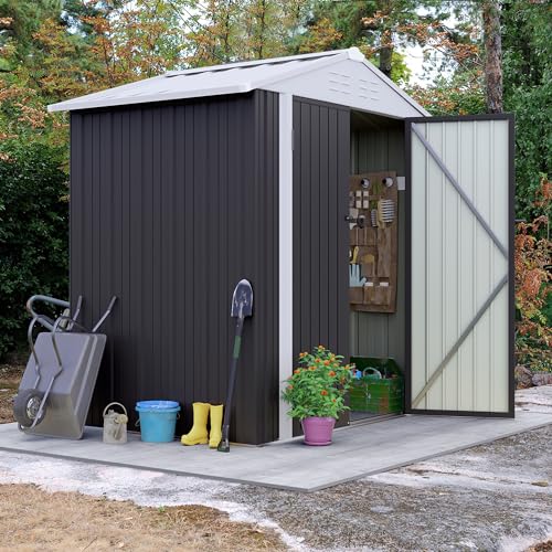 Flamaker Storage Shed Waterproof Metal Garden Shed with Lockable Door Utility Tool Shed Outdoor Storage for Backyard, Patio and Lawn (5 x 3 FT)