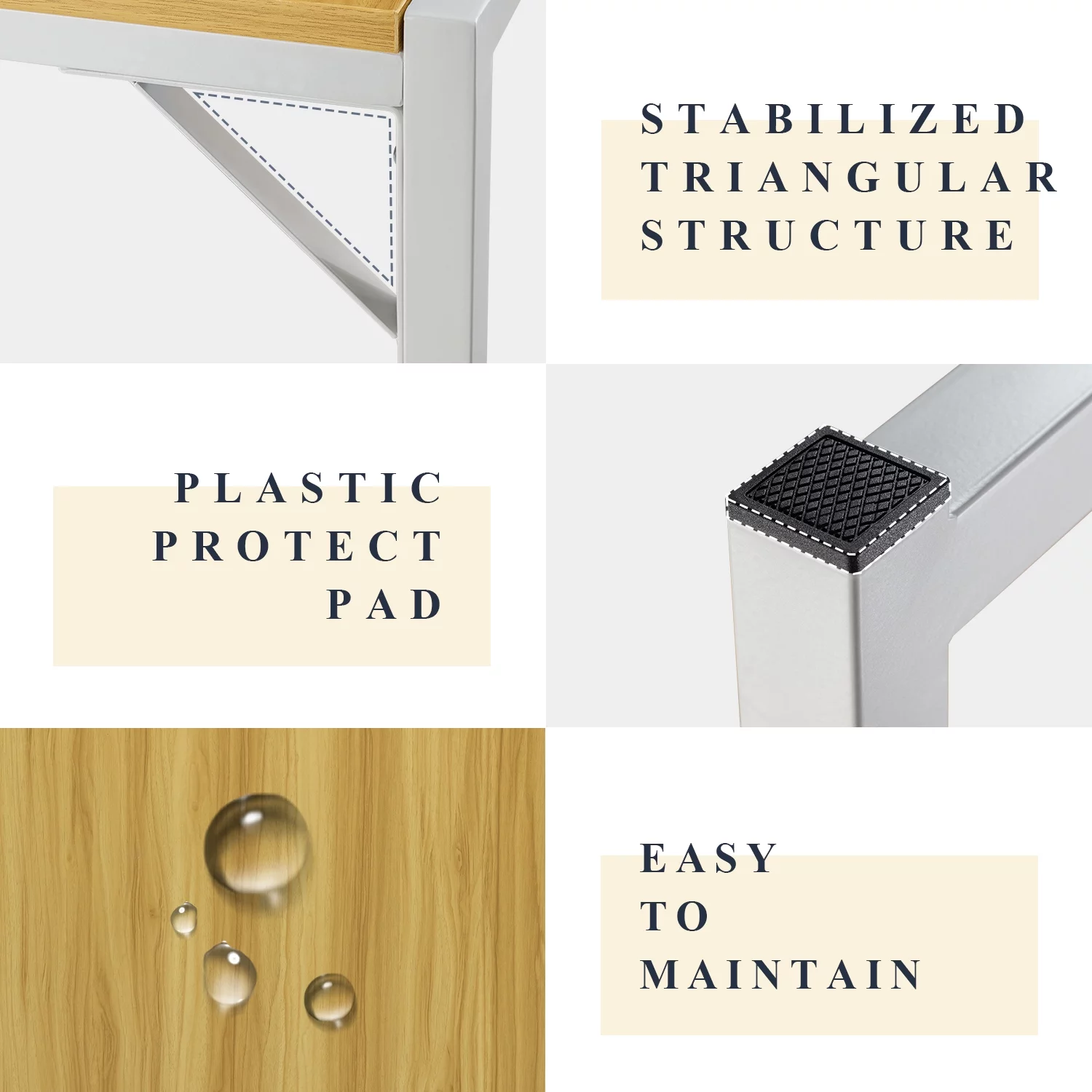 Allewie Modern 3-Piece Soho Dining/Kitchen Table Set with Benches, Sturdy Metal Frame and MDF Board