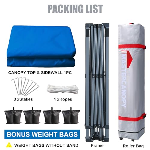 MASTERCANOPY Durable Pop-up Canopy Tent with 1 Sidewall (10'x10',White)