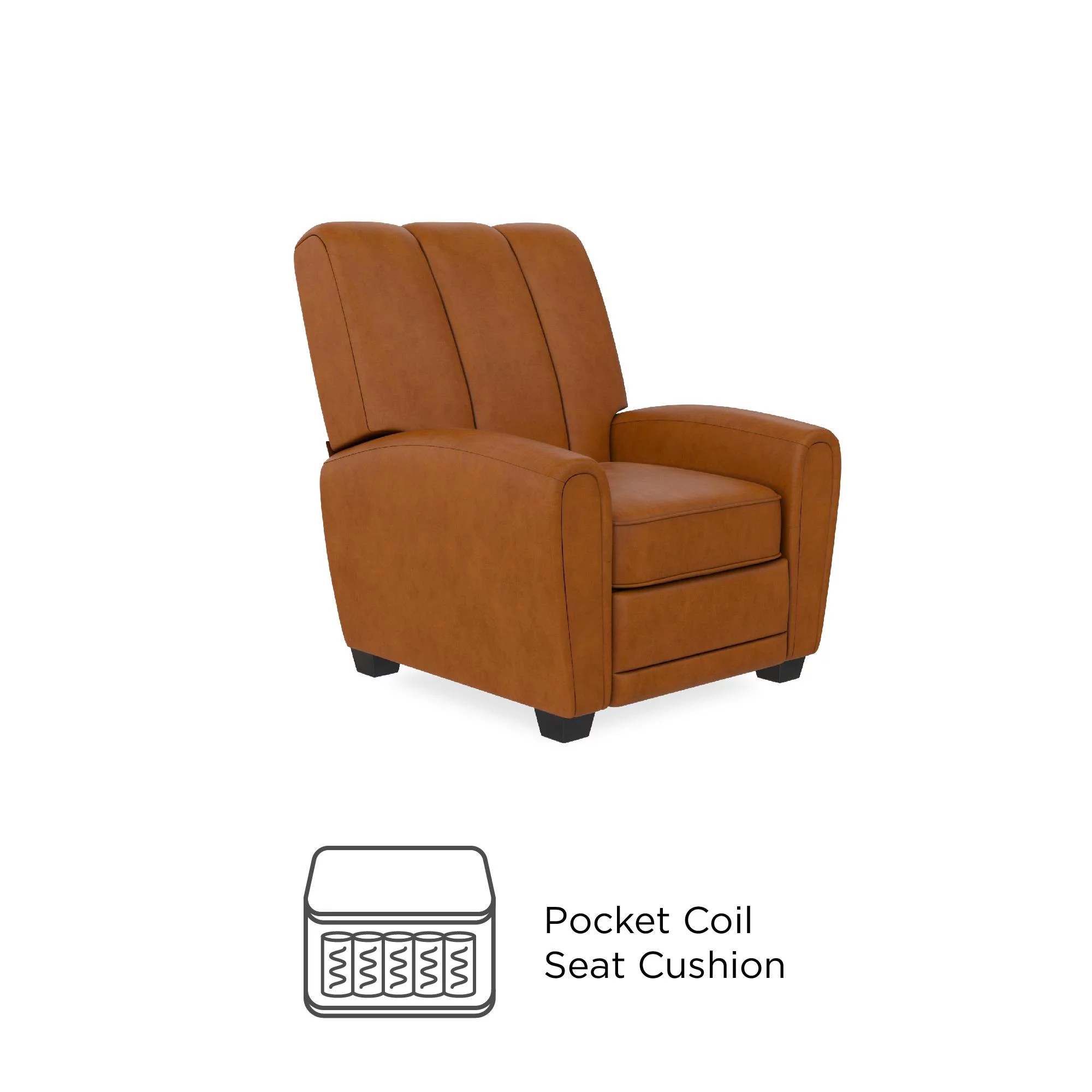 Better Homes & Gardens Vertical Channel Pushback Recliner Chair, Camel Faux Leather